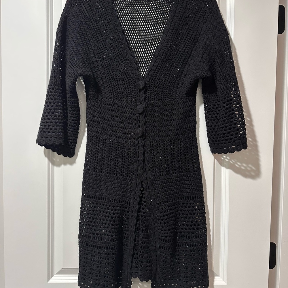 100% cotton Black Crochet Women's Sweater